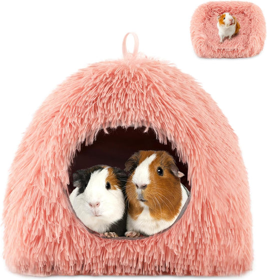 YUEPET Guinea Pig Bed Plush Calming Hideout, Warm Rabbit Hide for Hamsters Hedgehogs Ferrets Dwarf