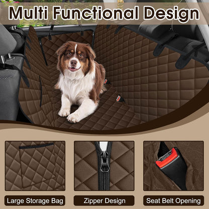 Waterproof Dog Car Seat Cover for Back Seat - Durable, Scratch Proof Pet Hammock with Nonslip