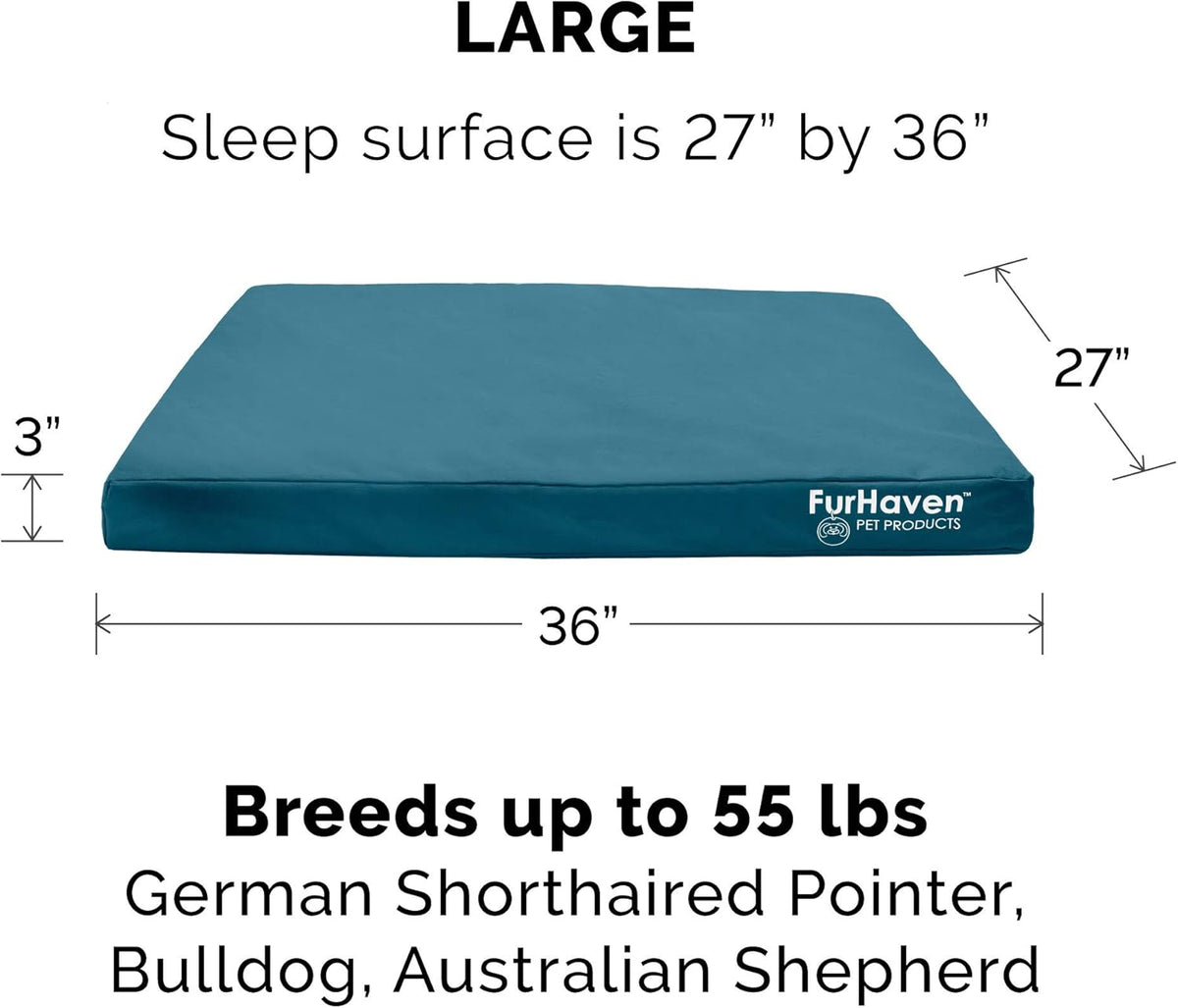 Furhaven Water-Resistant Cooling Gel Dog Bed for Large/Medium Dogs w/ Removable Washable Cover, For