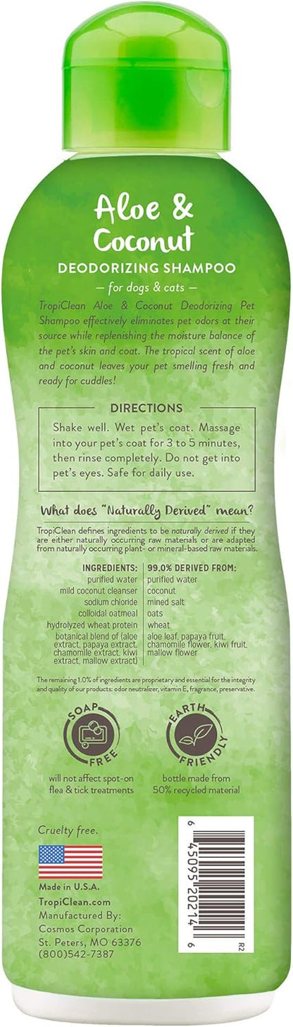TropiClean Deodorizing Dog Shampoo for Smelly Dogs, Powerful Odor Control, Puppy Safe, Made in the