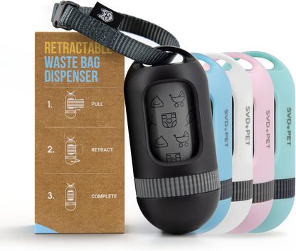 SVD.PET Dog Poop Bag Dispenser, Retractable Waste Bag Fits Any Dog Leash, Leak-Proof Waste Bags