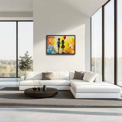 Framed Large Banksy Wall Art for Living Room, Oversized Colorful Graffiti Children Wall Decor