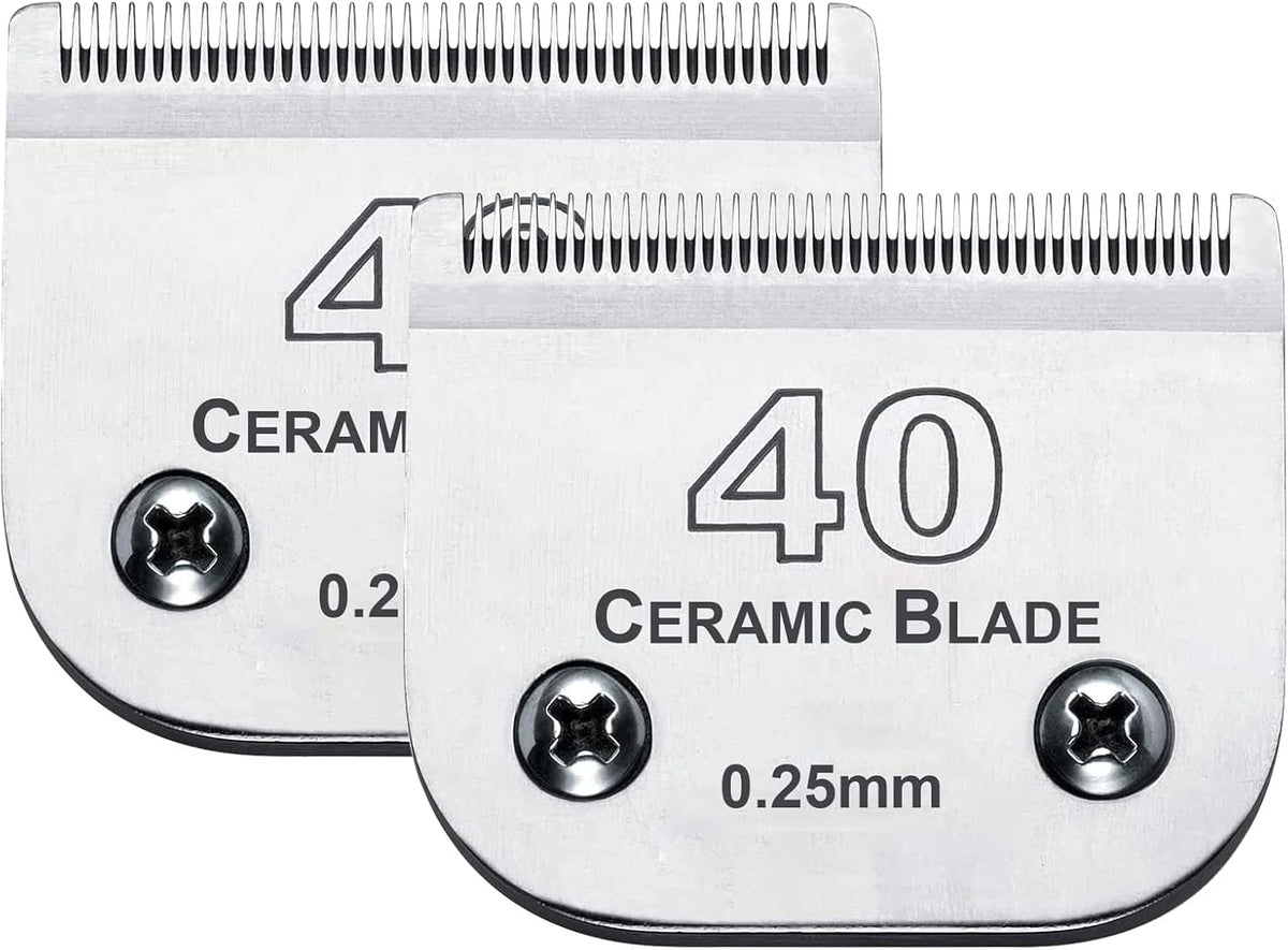 2Pack #40 Dog Grooming Clipper Replacement Blades - Compatible with Andis/Wahl/Oster, Detachable