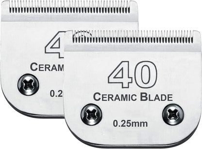 2Pack #40 Dog Grooming Clipper Replacement Blades - Compatible with Andis/Wahl/Oster, Detachable