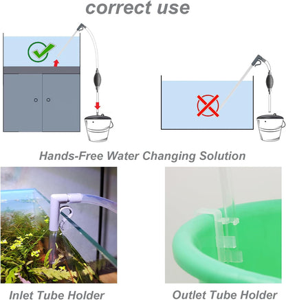 Compact Aquarium Siphon Vacuum and Water Changer Kit with Cleaning Brush. Perfect for Simultaneous