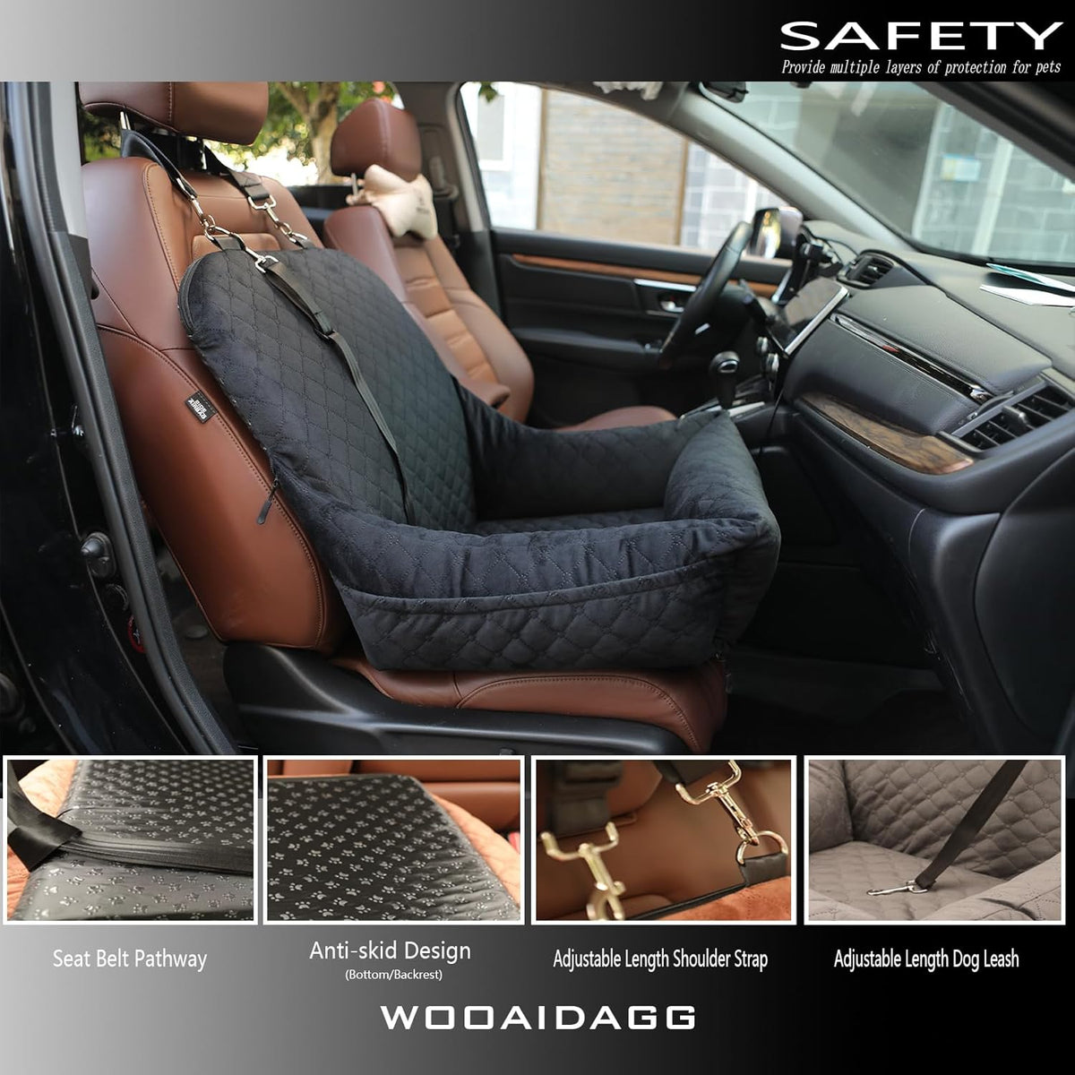 Dog Car Seat for Small Dogs Up to 25 lbs,Covered Ultra-Soft Fabric and Fill in Memory Foam,Fully