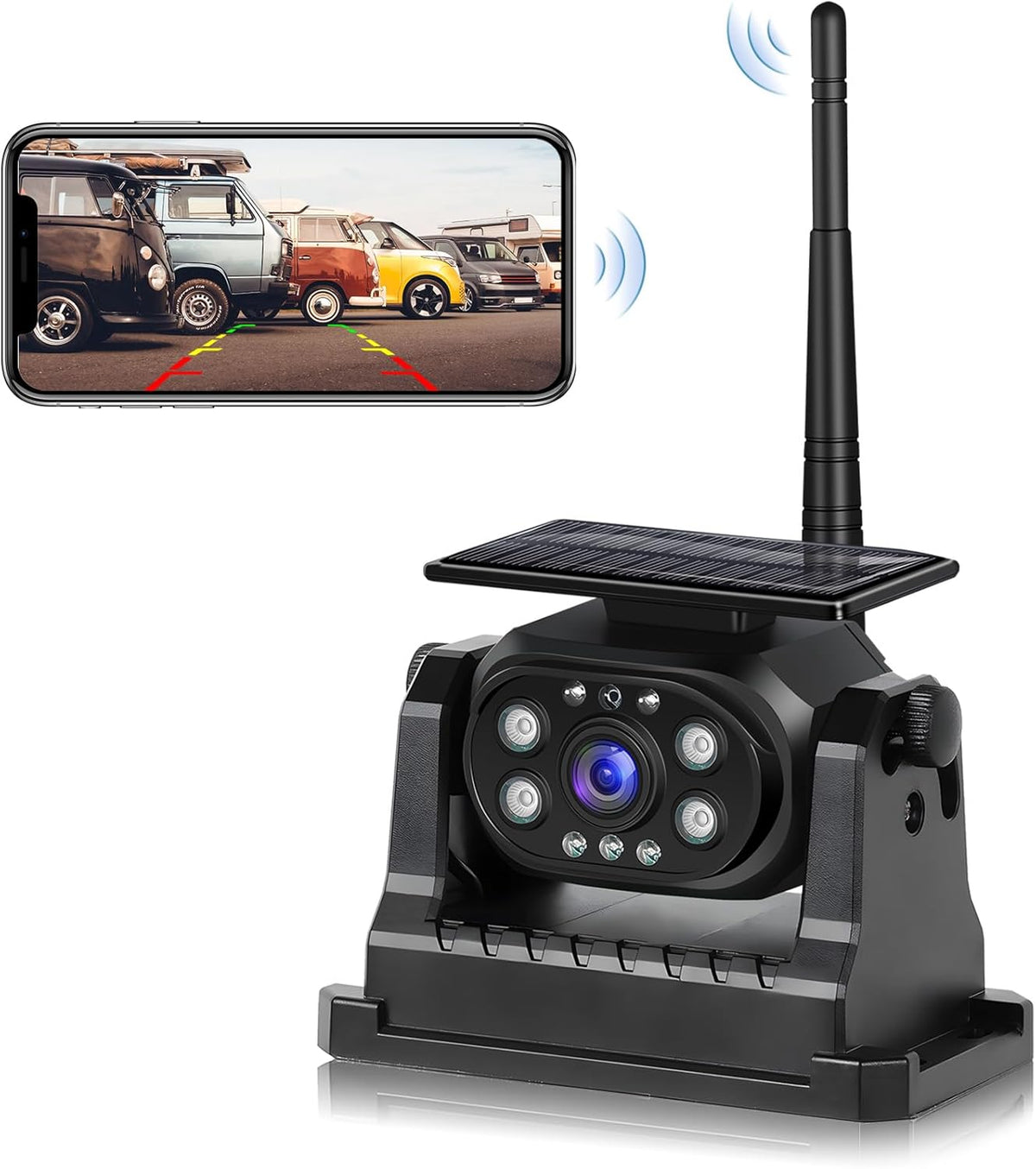 Hikity Wireless Backup Camera Solar Magnetic WiFi, HD 1080P Rechargeable Rear View Camera for