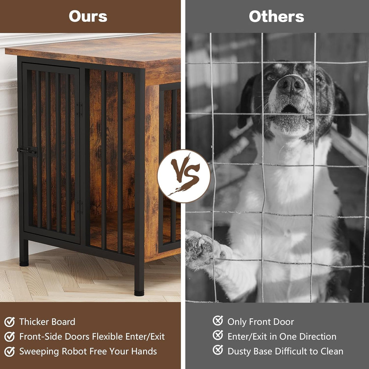 EasyCom 31.5" Small Dog Crate Furniture, Chew-Resistant Dog Crates for Small and Medium Dogs, Dog