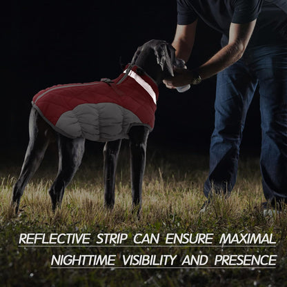 FUAMEY Dog Coat for Large Dogs,Waterproof Dog Winter Jacket with Harness Built in Puppy Cold