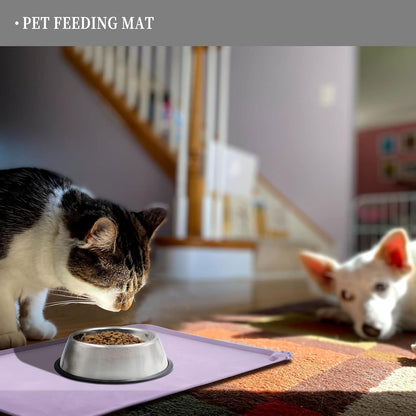 Waterproof Pet Feeding Mat with High Raised Edges, Heavier and Thicker Placemats for Cat Dog Water