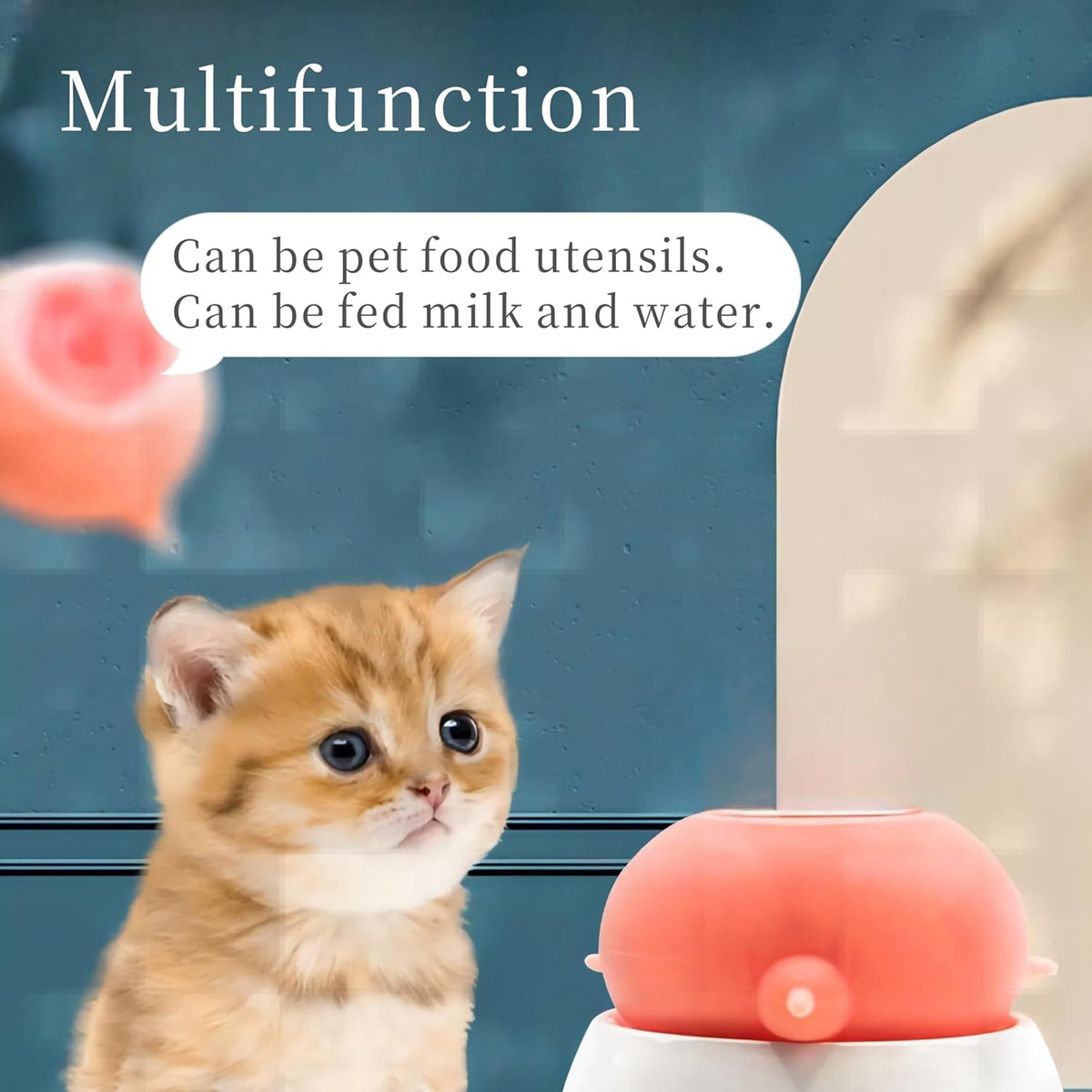 Puppy Feeder Milk Bowl, Silicone Puppy Bottle with 3 Nipples Bubble Pet Nursing Feeder for Doggie