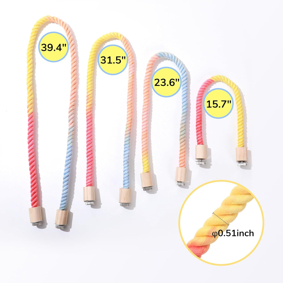 Multi-Color Rope Bird Perch Toys for Parrot Cage Stand, Climbing Swing Accessories for Cockatiel