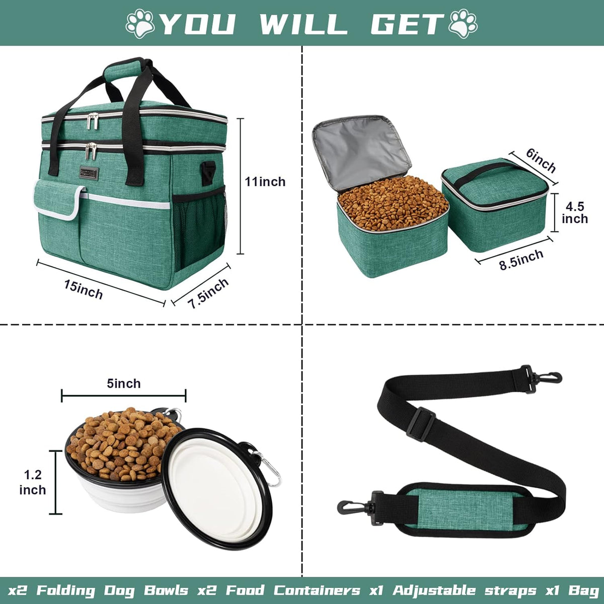BAGLHER Dog Travel Bag for Supplies - Double-Layer Airline Approved Weekend Pet Travel Organizer