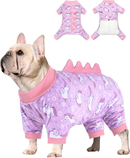 CuteBone Dinosaur Costume Dog Pajamas, Stretchy Spandex Crystal Velvet Sleepwear Coat for Small