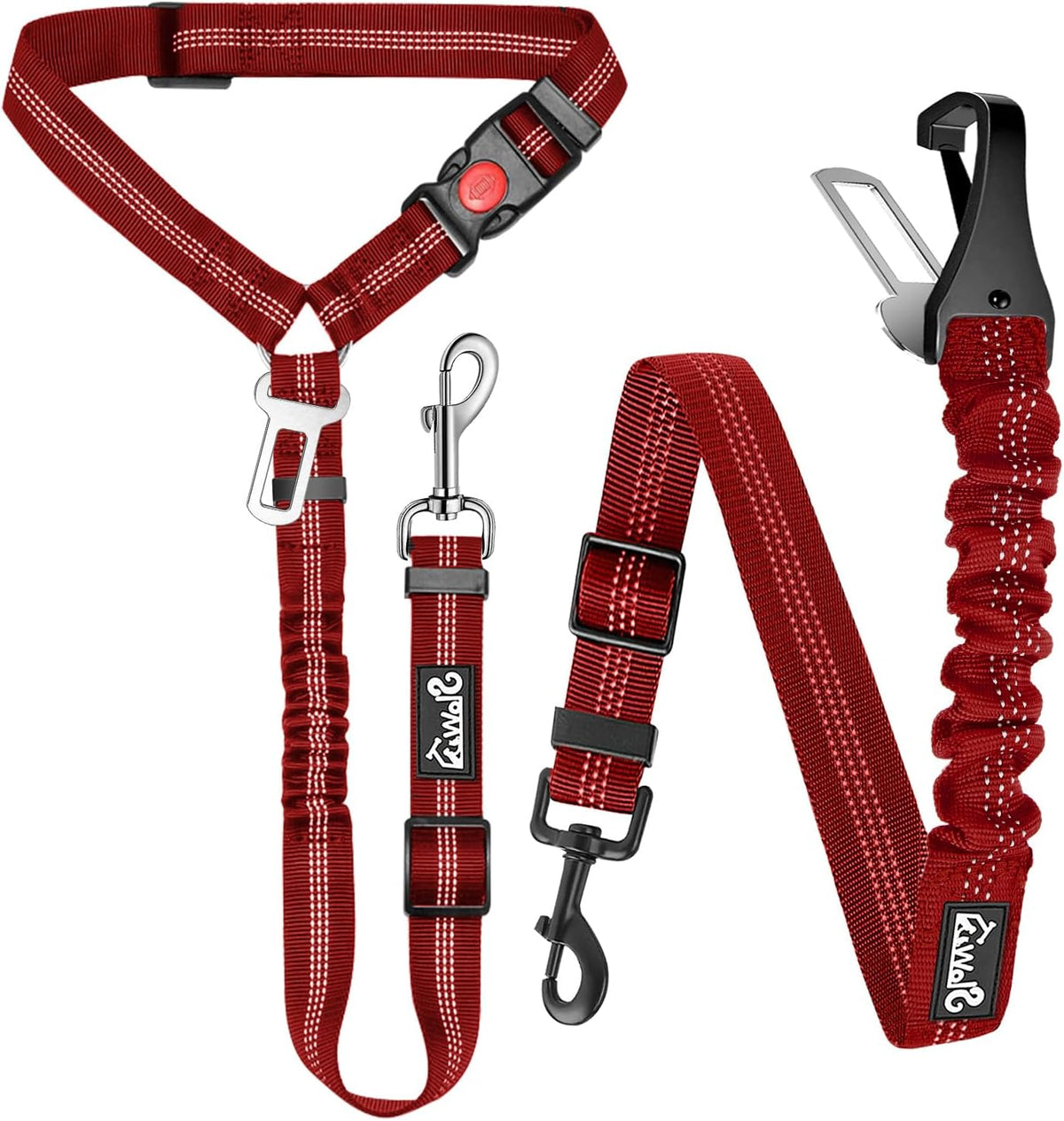 Lukovee Dog Seatbelt Leash for Cars, 2 Pack Pet Safety Seat Belt with Adjustable Buckle &
