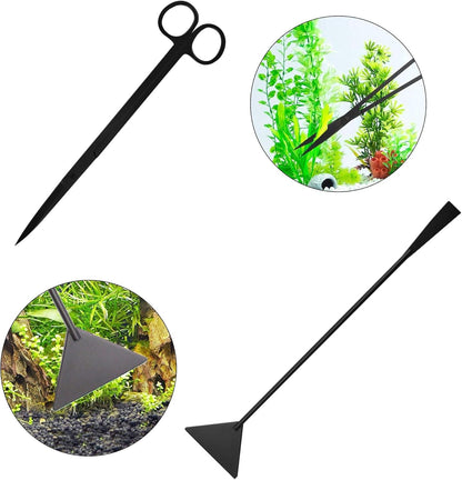 Aquascaping Tools 7 in 1 Kit Aquarium Plant Scissors Tools Set Curved & Waved Scissor Tweezers