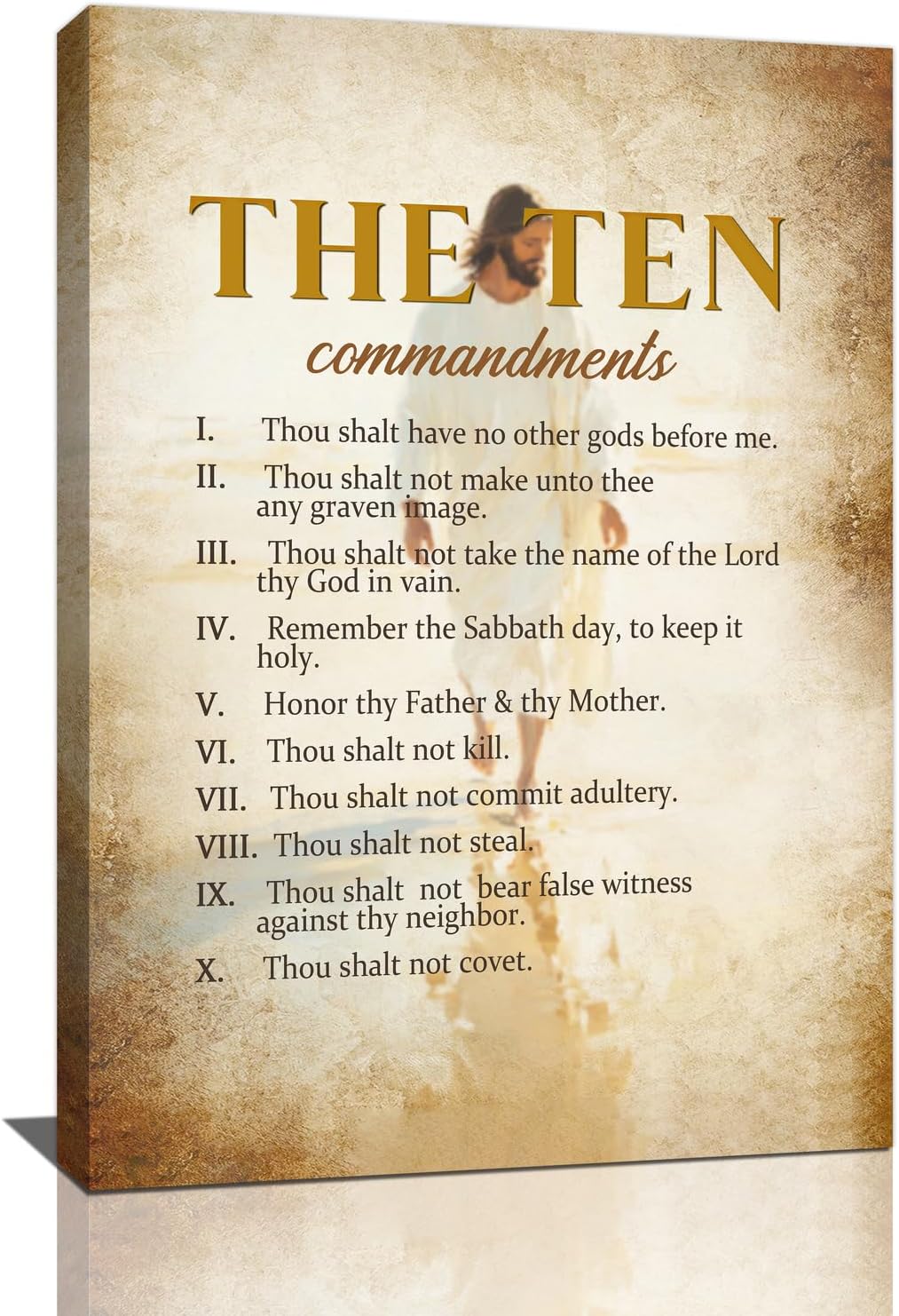 The Ten Commandments Christian Pictures Wall Art, Bible Verse Jesus Bathroom Wall Decor Religion