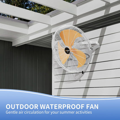 20 Inch Outdoor Wall Fan, 5800 CFM Waterproof Wall Mounted Fan Industrial Grade Metal Outdoor Fans