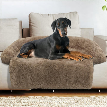 GGIB Calming Dog Bed Fluffy Plush Dog Mat for Furniture Protector with Removable Washable Cover for