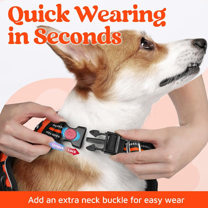 rabbitgoo Dog Harness Medium Sized, No Pull Dog Vest with 3 Buckles, Adjustable Soft Padded Pet