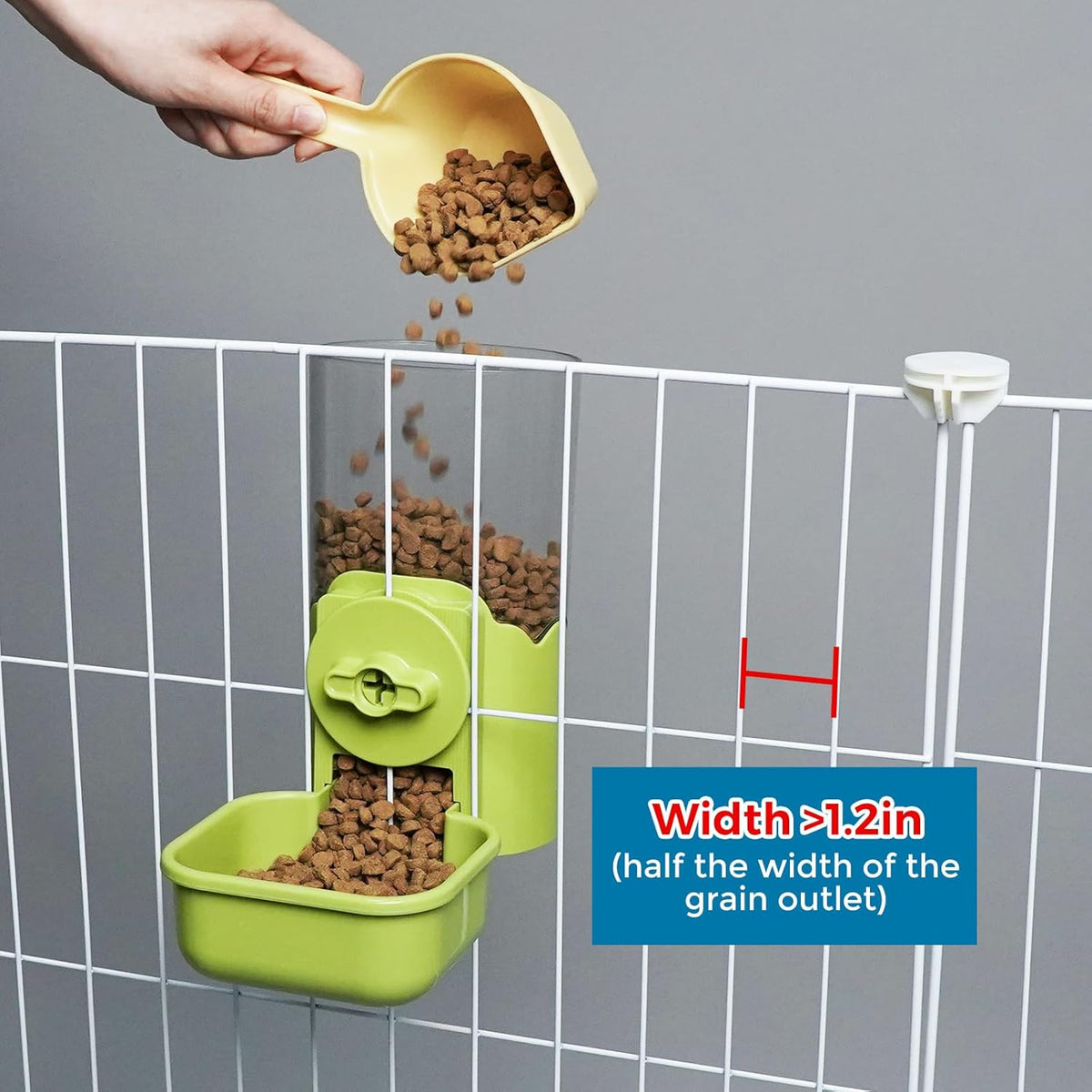 VANNON Small Animal Hanging Automatic Food Dispenser, 35oz Gravity Pet Feeder for Cage, Food Bowl