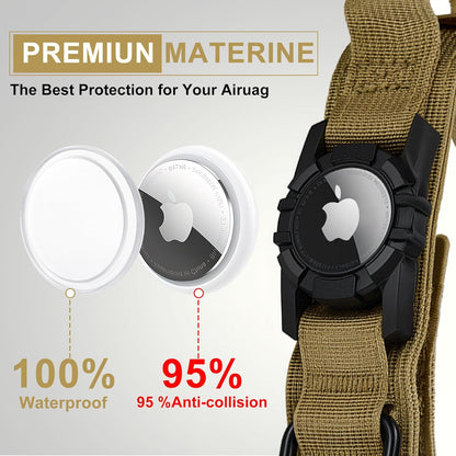 Tactical AirTag Dog Collar Leash Set - Heavy Duty, Adjustable GPS Collar Compatible with Apple