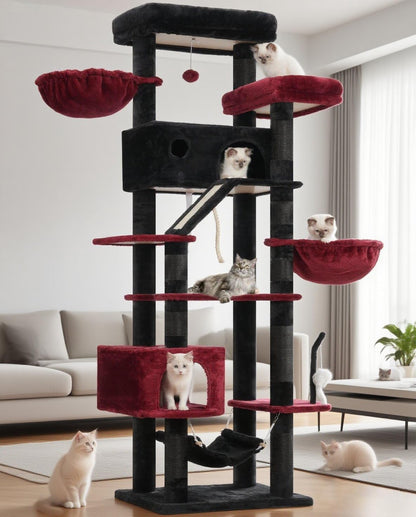 Gothic Cat Tree for Large Cats, 78.7"(200cm) Tall Cat Tower for Indoor Cats Multiple Cats with
