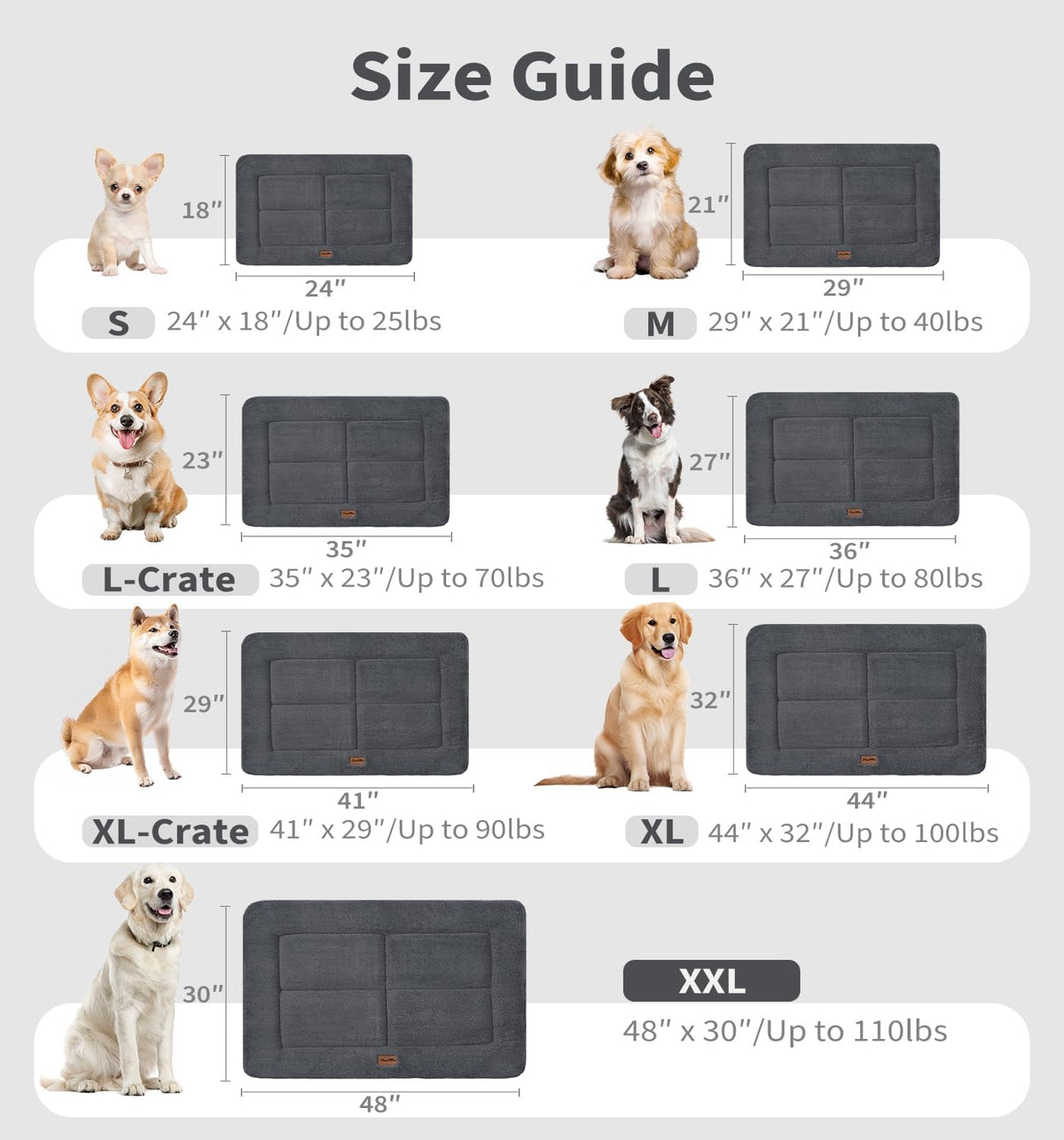 Made4Pets Dog Crate Pad Bed for Small Dogs, Washable & Reversible, Anti-Slip Kennel Mat for Cozy
