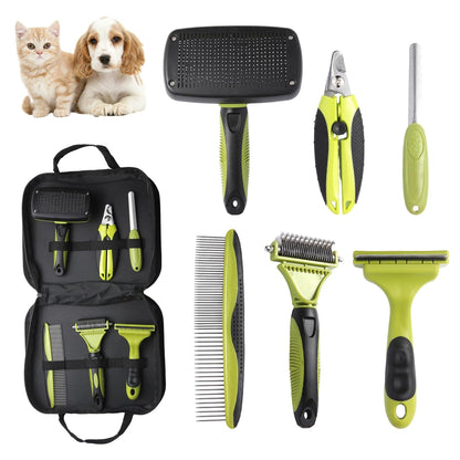 6 PCS Dog and Cat Grooming Kit, Versatile Tools Including Shedding Brush, Nail Clipper with Nail