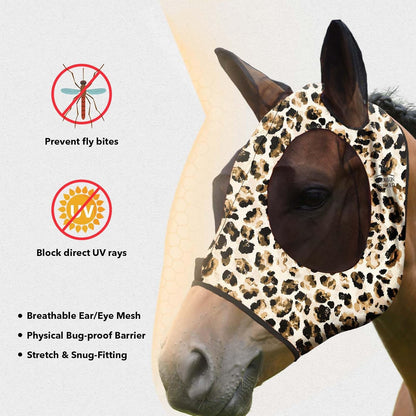 Harrison Howard Super Comfort Stretchy Fly Mask Large Eye Space with UV Protection Soft on Skin