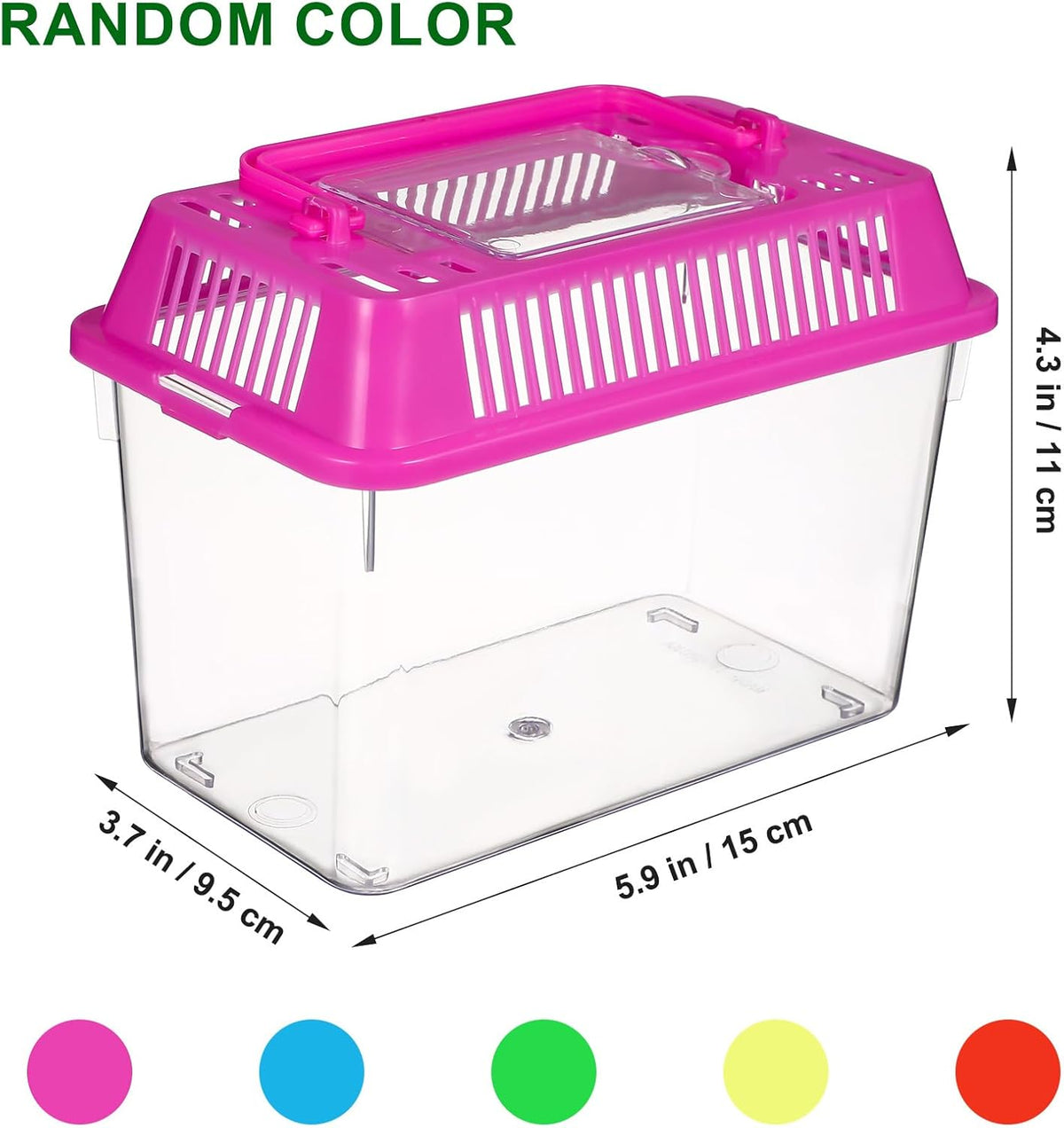NOLITOY 4pcs Mini Fish Tank, Plastic Fish Box Breeding Case with Handle Desktop Reptile Carrier