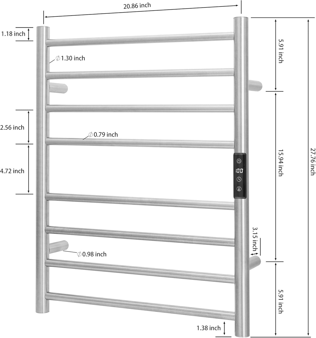 KEG Smart WiFi Towel Warmer Wall Mounted with Built-in Timer and Temperature Adjust Control, 8 Bars