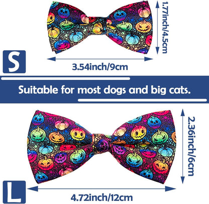 PET SHOW 10pcs Halloween Large Dog Bow Ties for Medium Big Detachable Dogs Bowties with Elastic