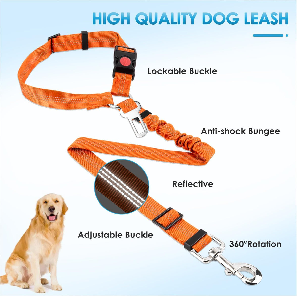 Lukovee Dog Seatbelt Leash for Cars, 2 Pack Pet Safety Car Seat Belt with Adjustable Buckle &