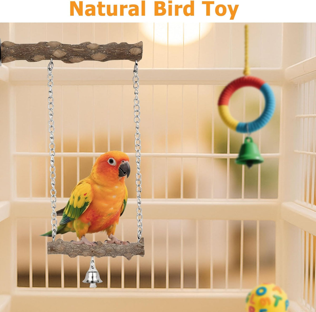 7PCS Bird Perches, Natural Wood Parrot Perch Stand, Bird Perch Chewing Stick Cage Accessories