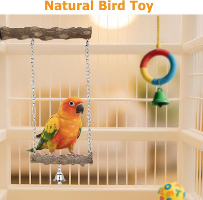 7PCS Bird Perches, Natural Wood Parrot Perch Stand, Bird Perch Chewing Stick Cage Accessories