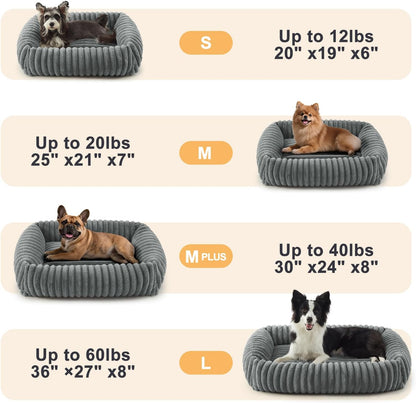 Dog Beds for Small Dogs, Washable Orthopedic Dog Bed with Removable Cover, Rectangle Soft Calming