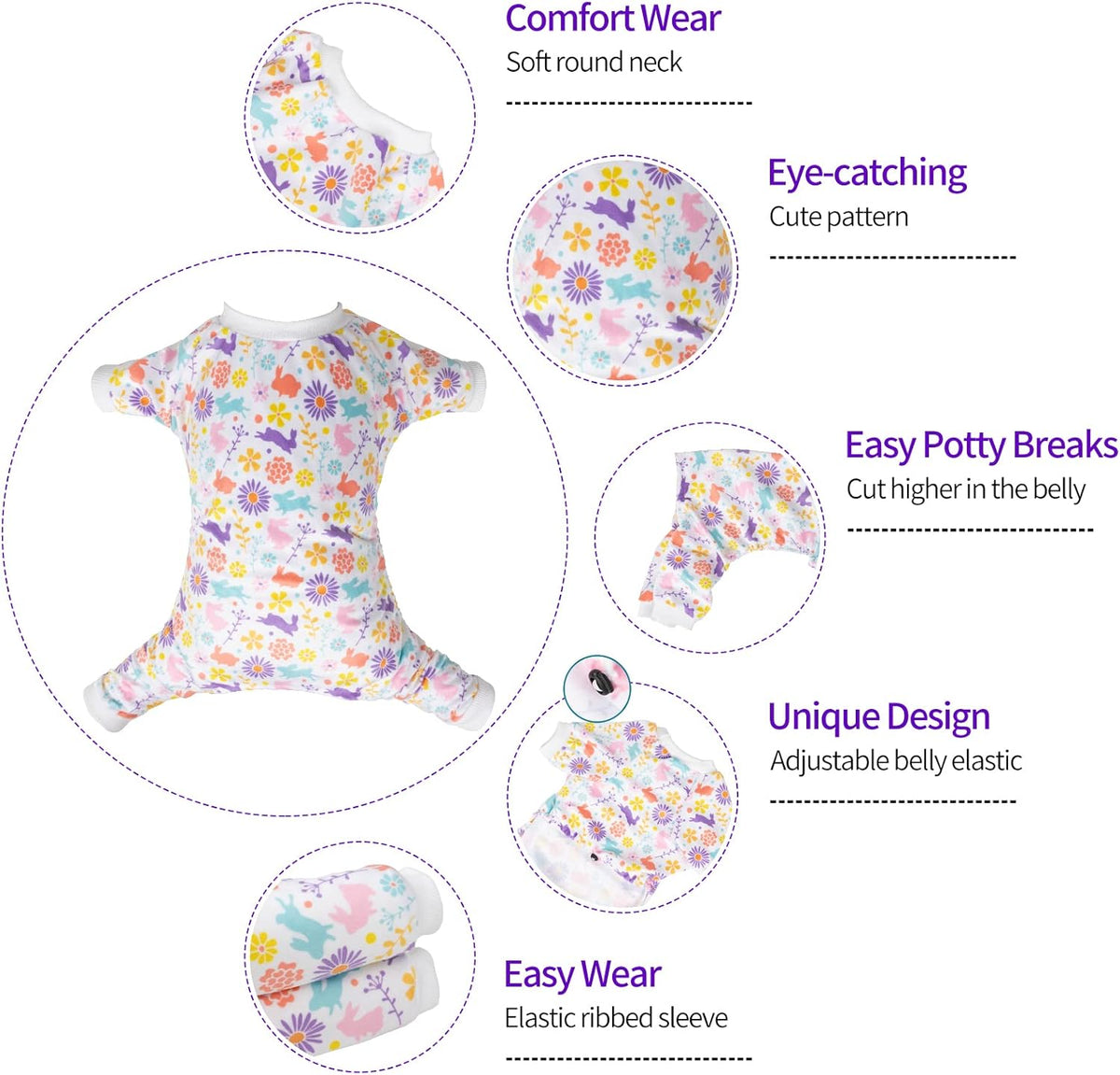 CuteBone Small Dogs Outfit Soft Puppy Onesies Pjs Dog Easter Rabbit Pajamas Pet Coat Cat Apparel