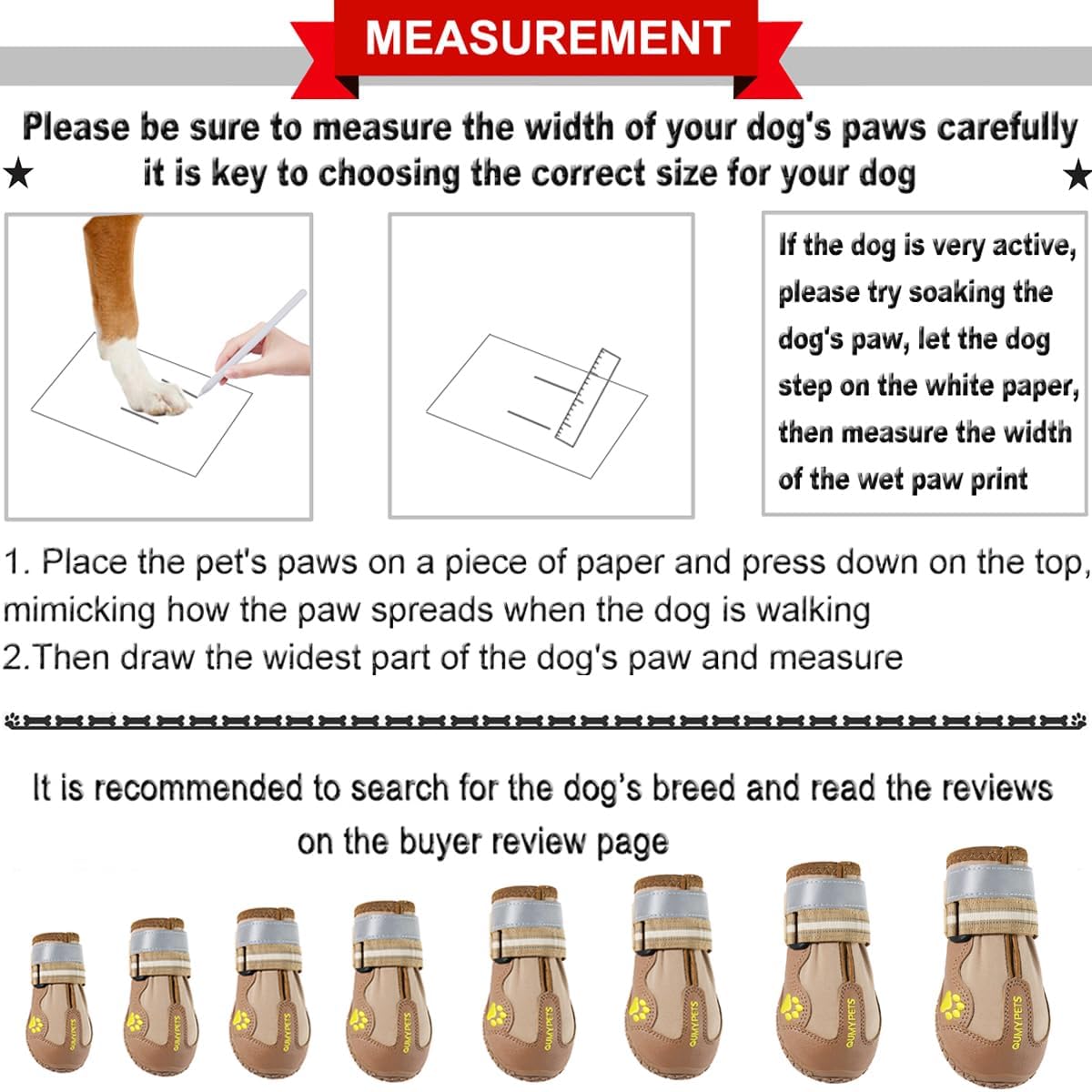 QUMY Dog Shoes for Large Dogs, Medium Dog Boots & Paw Protectors for Winter Snowy Day, Summer Hot