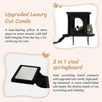 NUNU LAB 7-in-1 Wall Mounted Cat Climber Set, Cat Furniture with House, Tunnel, Bridge, Steps
