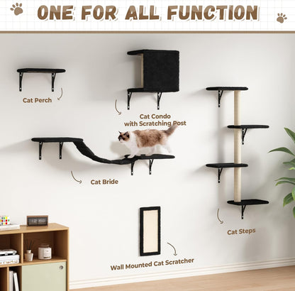 COZIWOW Wall Mounted Cat Furniture, Cat Wall Shelves and Perches, Floating Cat Shelves for Wall Set