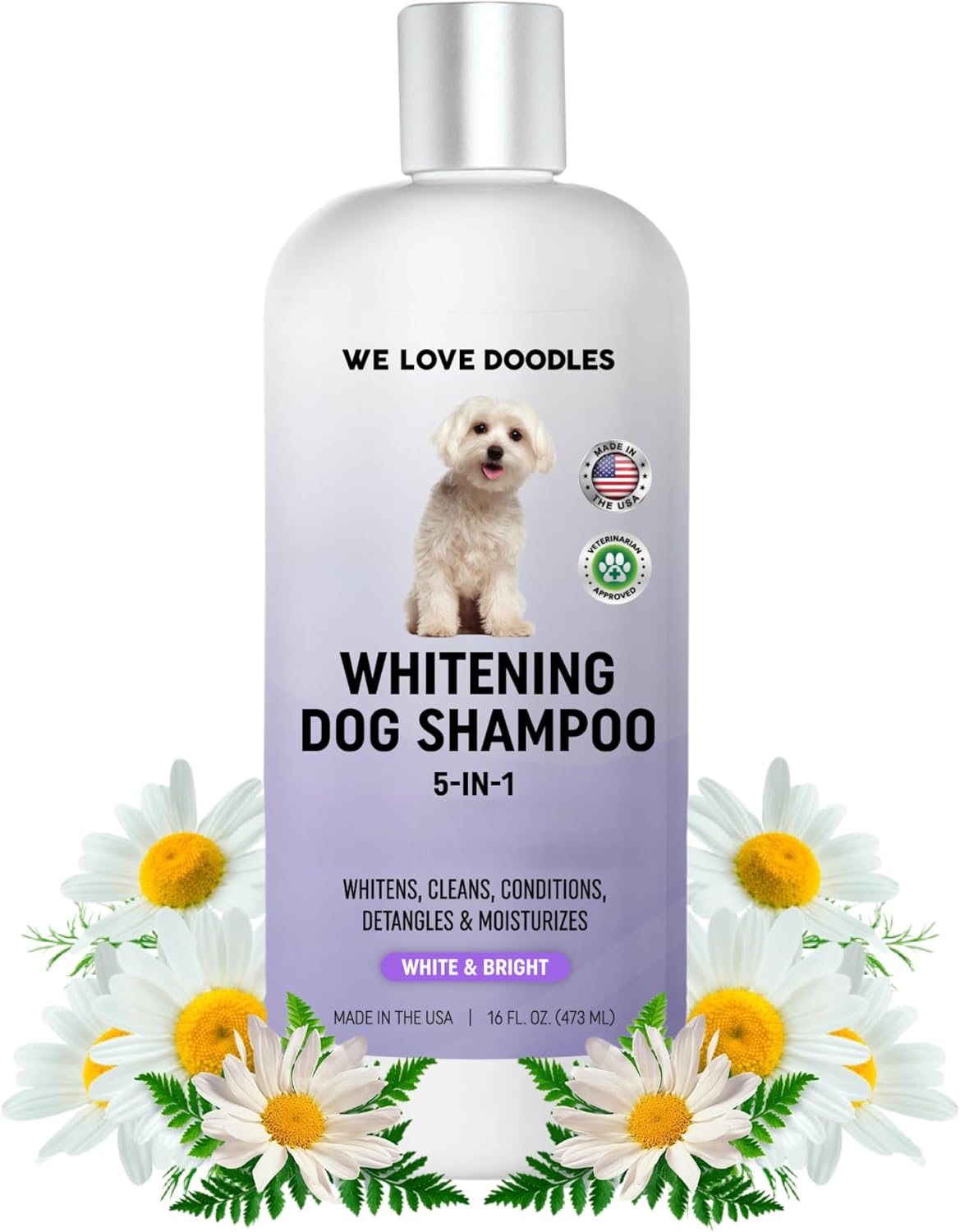 Whitening Dog Shampoo | Made in USA | Brightening Dogs Fur | White & Bright Hair | Removes Stains &