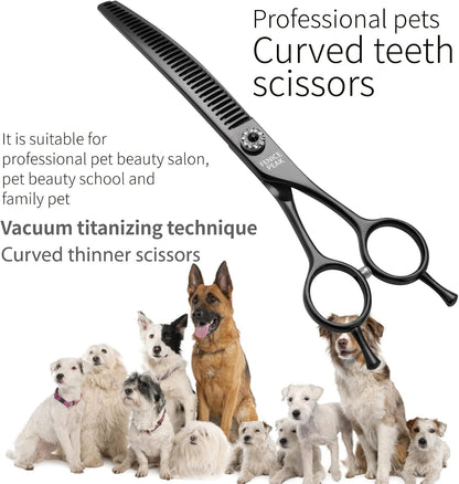 Fenice Peak Professional Dog Grooming Scissors Pet Curved Chunker Shears 7.0'' Extremely Sharp
