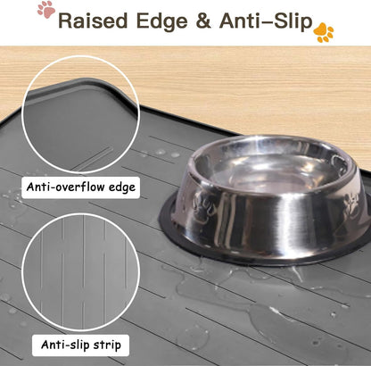 Large Dog Mats for Food and Water, 40"x30" Waterproof Pet Food Mats for Floor Nonslip Silicone Bowl