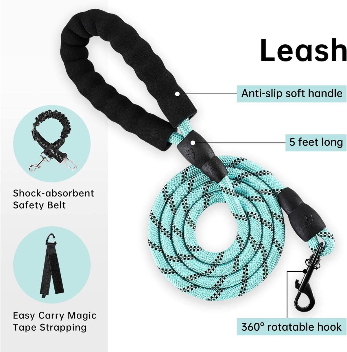 IVY&LANE No Pull Dog Harness with Leash Set, Reflective No Choke Pet Vest,Adjustable Oxford Dog