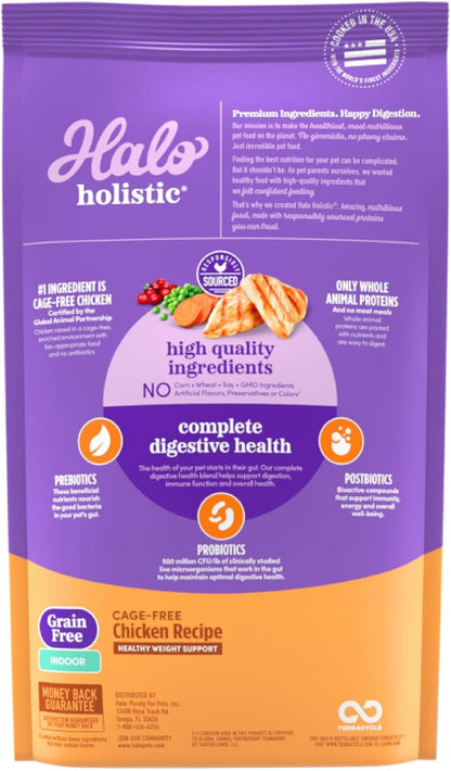 Halo Holistic Cage Free Chicken Cat Food, Grain Free Dry Cat Food, For Healthy Weight Support