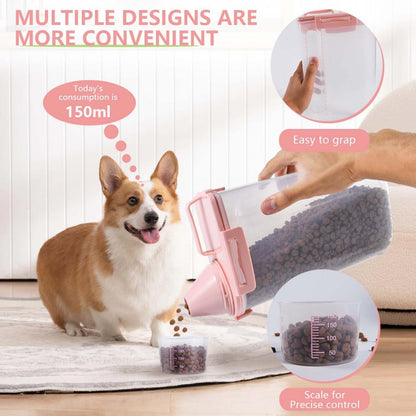 SenseYo 2.5lb Pet Food Storage Container with Measuring Cup, 3L Cat Food Storage Container Dog Food