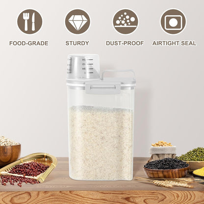 TBMax Rice Storage container 4 Lbs, Small Rice Dispenser with Measuring Cup, Grey Cereal Containers