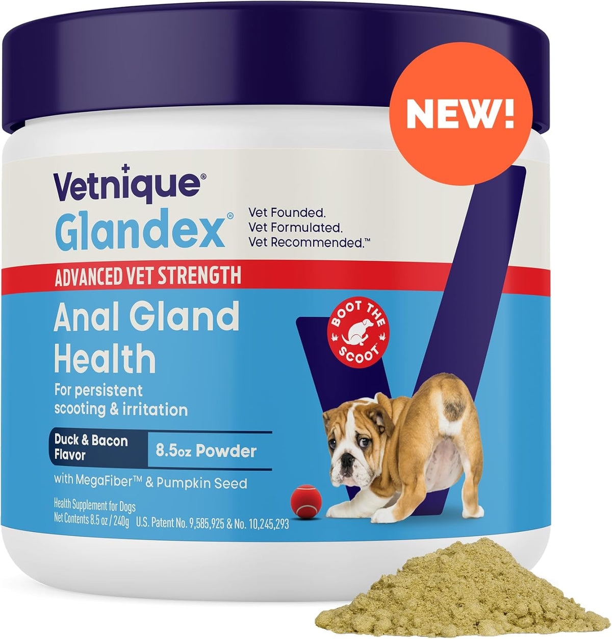 Glandex Dog Fiber Supplement Powder for Anal Glands with Pumpkin, Digestive Enzymes & Probiotics