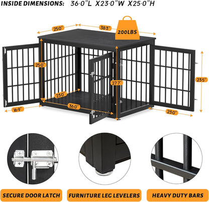 38 Inch Heavy Duty Dog Crate Furniture for Large and Medium Dogs, Decorative Pet House End Table